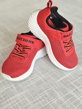 Skechers Kids Red Mesh Slip-On Sneakers
